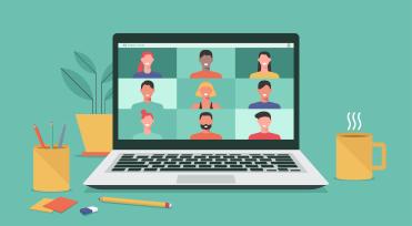 Laptop that shows an online meeting
